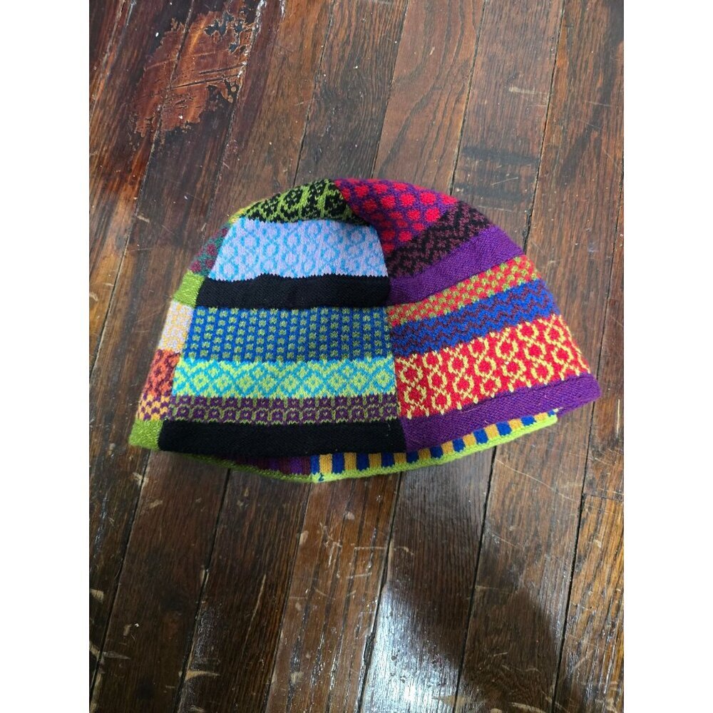 Solmate Socks Colorful Eclectic Patchwork Beanie Hat View 2